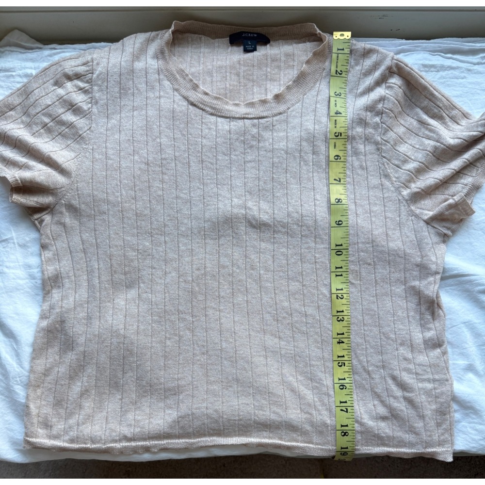 J crew silk cashmere blend cropped Short Sleeve Sweater Size Large - Picture 8 of 10